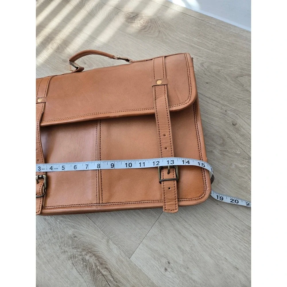 Hulsh Leather Bags Tan Leather Messenger Satchel Briefcase Handcrafted